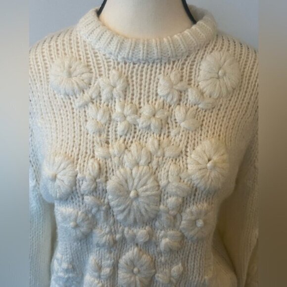 Zara Floral Embroidered Floral Embroidered Knit Sweater - Picture 3 of 13